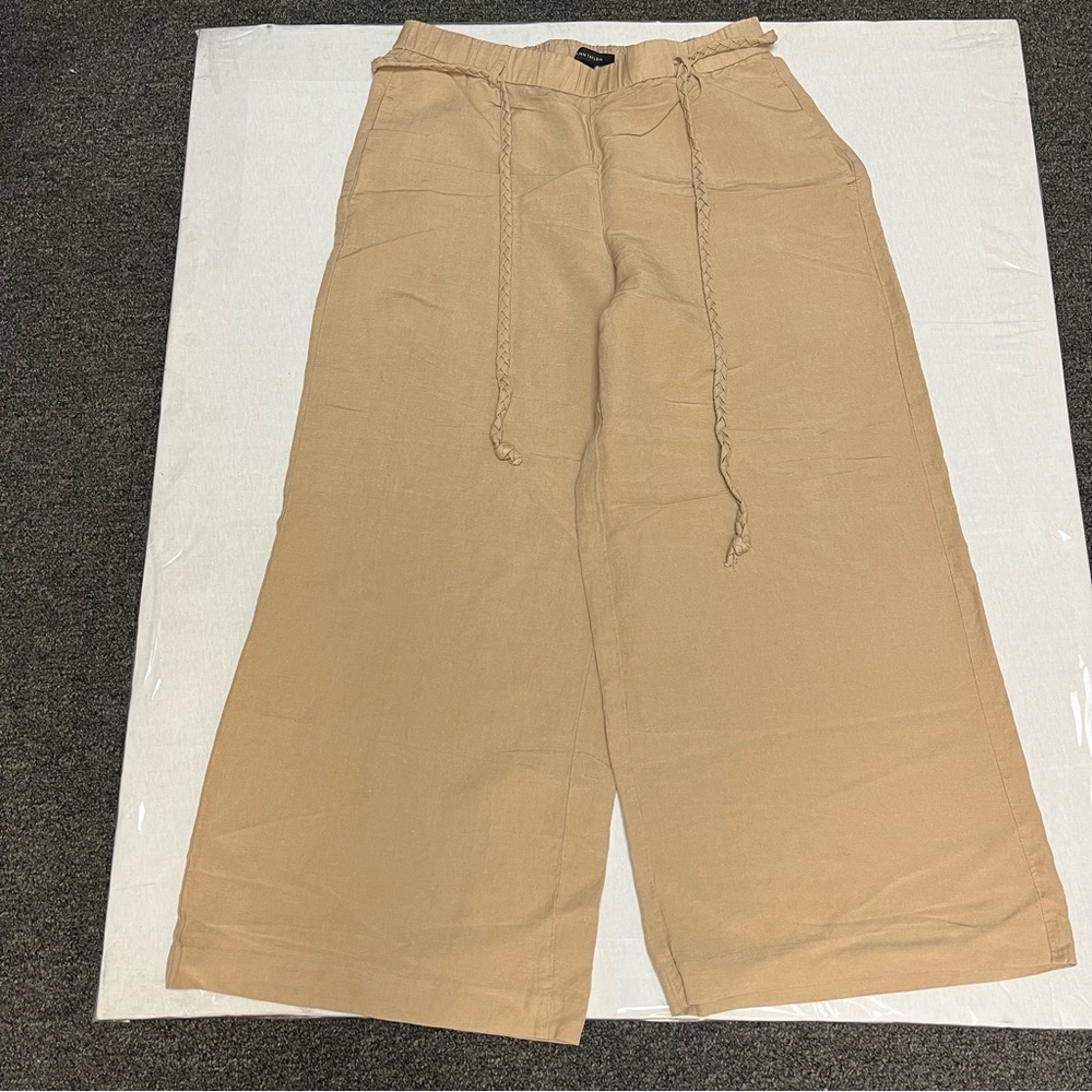 Ann Taylor Tan Wide-Leg Drawstring Chinos